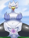 2021 3:4 anthro anthrofied avian beak belly big_breasts bird blush breasts cleavage clothed clothing curvy_figure digital_media_(artwork) feathers female gaping gaping_pussy generation_5_pokemon genitals hi_res lion_granny nintendo non-mammal_breasts nude open_mouth overweight overweight_anthro overweight_female pokemon pokemon_(species) pokemorph pussy shaded solo swanna thick_thighs voluptuous white_body white_feathers wide_hips wings yellow_beak