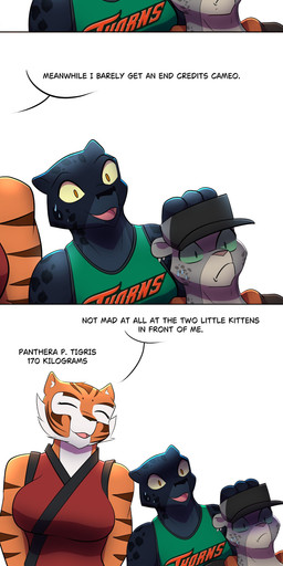 anthro baseball_cap clothing countershading dialogue female green_sclera group hat headgear headwear hoodie jacket melanistic size_difference sports_jersey text topwear trio yellow_sclera the-killer-wc thekillerwc1 dreamworks goat_(movie) kung_fu_panda sony_corporation sony_pictures the_bad_guys jett_fillmore kitty_kat_(the_bad_guys) master_tigress felid leopard mammal pantherine snow_leopard tiger absurd_res comic english_text hi_res