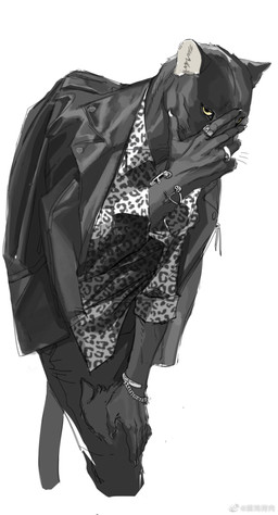 anthro biped black_body black_bottomwear black_clothing black_fur black_jacket black_leather_jacket black_pants black_topwear bottomwear bracelet claws clothed clothing digit_ring finger_ring fur hand_on_face hand_on_leg jacket jewelry leather leather_clothing leather_jacket leather_topwear legwear long_pants looking_at_viewer male open_clothing open_jacket open_topwear pants pattern_clothing pattern_shirt pattern_topwear ring rolled_up_sleeves shirt simple_background solo spots spotted_clothing spotted_shirt spotted_topwear standing tail topwear white_background yellow_eyes yoshi.kaoru felid mammal pantherine hi_res