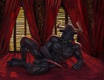 anatomically_correct anatomically_correct_balls anatomically_correct_genitalia anatomically_correct_penis animal_genitalia animal_penis anthro balls black_body black_fur bovine_genitalia bovine_penis curtains flower fur genitals hooves horn lemon_testicles lying male muscular muscular_male on_side penis plant presenting presenting_penis rose_(flower) sculpture solo statue momamo european_mythology greek_mythology mythology diaconious bovid bovine mammal minotaur absurd_res hi_res