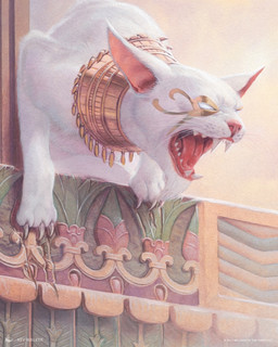 ambiguous_gender angry claws feral fur gold_(metal) gold_jewelry jewelry open_mouth sharp_teeth solo teeth whiskers white_body white_fur kev_walker hasbro magic:_the_gathering wizards_of_the_coast domestic_cat felid feline felis mammal 2017 4:5 hi_res official_art