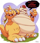 anthro belly big_belly bracelet dialogue duo hair horn jewelry male male/male morbidly_obese obese open_mouth overweight overweight_male shell short_hair simple_background sitting sitting_on_another tan_body teeth yellow_body teaselbone mario_bros nintendo bowser koopa scalie 2024 hi_res