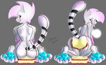 anthro blue_pawpads butt cake cake_sitting claws dessert female food food_fetish food_play hair looking_at_viewer looking_back machine pawpads paws pink_eyes pink_hair rear_view smile toe_claws white_body delaysjewel leah_(delaysjewel) felid feline mammal robot robot_anthro hi_res