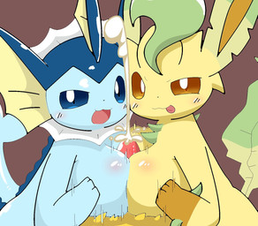anthro anthrofied bodily_fluids breast_play breasts collaborative collaborative_sex collaborative_titfuck cum duo female first_person_view genital_fluids genitals group looking_at_viewer male male/female penis pokemorph sex titfuck sateco nintendo pokemon eeveelution generation_1_pokemon generation_4_pokemon jolteon leafeon pokemon_(species) vaporeon hi_res