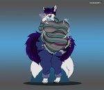 2024 2_tails absurd_res anthro anthro_pred belly big_belly big_breasts bottomwear bouncing_breasts breasts canid canine clothed clothing colored denim denim_bottomwear denim_clothing digestion digital_media_(artwork) dipstick_tail female female_pred fox foxynoms fully_clothed fur gloves_(marking) hi_res hoodie jeans leg_markings looking_at_viewer mammal markings multi_tail onomatopoeia open_mouth pants rumbling_stomach simple_background smile socks_(marking) solo sound_effects standing tail tail_markings tanti text tongue tongue_out topwear torn_clothing vore weight_gain white_body white_fur