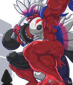 abs anal anal_penetration anthro balls big_penis bodily_fluids dildo erection exercise genital_fluids genitals gym humanoid_genitalia humanoid_penis looking_pleasured male muscular muscular_anthro muscular_male nipples nude pecs penetration penis plug_(sex_toy) precum red_body sex_toy sex_toy_insertion solo tail tongue weightlifting workout masterelrest mythology nintendo pokemon ancient_pokemon apex_build_koraidon dragon generation_9_pokemon koraidon legendary_pokemon mythological_creature mythological_scalie paradox_pokemon pokemon_(species) scalie absurd_res hi_res