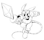 action_pose anthro boots clenched_teeth clothing eyewear footwear goggles holding_object holding_weapon knight male melee_weapon pose shoes simple_background solo sword tail teeth warrior weapon white_background anaugi konami rocket_knight_adventures sparkster american_opossum mammal marsupial 2024 black_and_white hi_res monochrome sketch