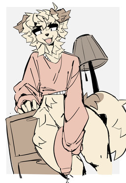 5_fingers anthro big_penis black_eyebrows black_eyes black_nose bodily_fluids border clothing cropped_sweater cum eyebrows fangs femboy fingers foreskin fur furniture genital_fluids genitals grey_background hair humanoid_genitalia humanoid_penis lamp leaking leaking_cum male narrowed_eyes navel neck_tuft open_mouth penis pink_clothing pink_penis pink_sweater pink_topwear simple_background solo standing sweater tail tan_body tan_fur tan_hair teeth topwear tuft white_border nefmau jordyn_(goobysart) canid canine canis domestic_dog mammal 2025 hi_res