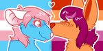 anthro blush blush_lines buckteeth duo ears_down eyelashes female hair heart_symbol highlights_(coloring) lesbian_pride_colors lgbt_pride orange_lesbian_pride_colors outline pivoted_ears pokemorph pride_colors romantic romantic_couple smile snout teeth transgender_pride_colors white_outline cloudpie conditional_dnp lgbt_pride_month nintendo pokemon fantasy_(madeforfantasy) eevee generation_1_pokemon mammal murid murine pokemon_(species) rat rodent 2024 2:1 clip_studio_paint_(artwork) digital_drawing_(artwork) digital_media_(artwork) headshot_portrait hi_res icon linked_icons portrait restricted_palette