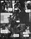 anthro blackteagan bread canid canine clothing comic dialogue english_text food greyscale hi_res hyena male male/male mammal melee_weapon monochrome polearm spear spotted_hyena text weapon