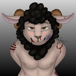 anthro bite_mark blood blood_in_mouth bodily_fluids bruised bruised_face claw_marks gore male nosebleed solo akai_rat merino_lana bovid caprine domestic_sheep mammal merino_sheep sheep 1:1 absurd_res hi_res
