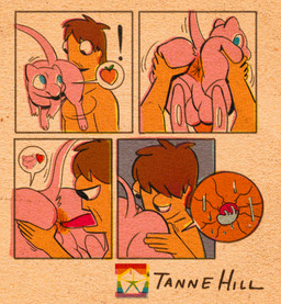 anal animal_genitalia animal_penis anus balls blue_eyes butt copyright_symbol deep_rimming duo exclamation_point feral food fruit fur genitals heart_symbol human_rimming_feral internal internal_rimming interspecies logo looking_back male male/male male_rimming_male nude open_mouth oral oral_penetration panel_overlap peach_(fruit) penetration penis pink_body pink_fur plant presenting presenting_anus presenting_hindquarters rimming rimming_male sex simple_background speech_bubble spread_anus spread_butt spreading symbol tail teasing text tongue hoosierman9911a game_freak nintendo pokemon jon_(hoosierman9911a) felid feline felis generation_1_pokemon human legendary_pokemon mammal mew_(pokemon) pokemon_(species) 2025 absurd_res artist_logo artist_name comic copyright_name digital_media_(artwork) hi_res multiple_scenes signature