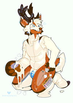air_valve anthro blush chastity_bulge chastity_device fur inflatable inflatable_transformation kneeling lock_bulge lock_symbol male mid_transformation null null_bulge orange_body orange_fur simple_background solo species_transformation transformation warning_label wearing_chastity_device white_background white_body white_fur heartbeats animate_inanimate canid canine deer living_inflatable mammal absurd_res hi_res