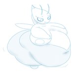 1:1 2022 antennae_(anatomy) anthro barefoot belly big_belly big_butt blue_and_white breasts butt celebi closed_smile collarbone digital_drawing_(artwork) digital_media_(artwork) elemental_creature eyebrows eyelashes fairy feet female female_anthro flora_fauna front_view full-length_portrait generation_2_pokemon hand_on_breast hand_on_own_breast hatching_(art) huge_belly huge_butt insect_wings legendary_pokemon looking_down looking_down_at_self monochrome morbidly_obese morbidly_obese_anthro morbidly_obese_female mouth_closed nintendo no_pupils not_furry nude nude_anthro nude_female obese obese_anthro obese_female overweight overweight_anthro overweight_female plant pokemon pokemon_(species) portrait shaded simple_background smile solo thatoneaceguy thick_thighs three-quarter_view white_background wings