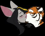 anthro black_stripes countershading duo ear_piercing ear_ring eyebrows eyelashes eyes_closed female fur kiss_on_lips kissing love male orange_body orange_fur piercing ring_piercing romantic romantic_couple simple_background striped_body striped_fur stripes transparent_background kittydee denak verelle bat felid mammal pantherine tiger 2022 alpha_channel digital_media_(artwork)