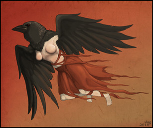 anthro beak breasts feathered_wings feathers female flying non-mammal_breasts solo spread_wings wings oddbird avian bird corvid corvus_(genus) crow hagraven human hybrid mammal oscine passerine raven 6:5