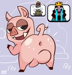 anthro anus balls big_balls blush bodily_fluids butt clash_royale crown crushpepper crying cutaway domestic_pig duo genitals glistening glistening_butt half-closed_eyes headgear hi_res hooves leaning leaning_forward looking_at_viewer looking_back looking_back_at_viewer male mammal narrowed_eyes nude open_mouth open_smile penis presenting presenting_hindquarters smile solo_focus suid suina sus_(pig) tagme tears tusks