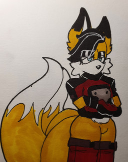 2_tails anthro big_butt boots bottomless bottomless_male butt clothed clothing crossed_arms eyelashes eyeshadow femboy footwear furrowed_eyebrows grumpy legwear long_eyelashes makeup male mouthless multi_tail shoes simple_background solo standing tail thick_thighs thigh_boots thigh_highs justsomeidiotonline archie_comics sega sonic_the_hedgehog_(archie) sonic_the_hedgehog_(comics) sonic_the_hedgehog_(series) miles_prower_(anti-tails) canid canine fox mammal red_fox true_fox 2022 absurd_res flat_colors hi_res portrait three-quarter_portrait traditional_media_(artwork)