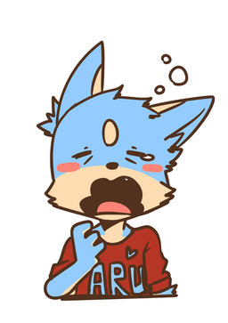 anthro black_nose blue_body blue_fur bodily_fluids bubble cheek_tuft clothed clothing eyes_closed facial_tuft fur fur_markings head_tuft heart_symbol inner_ear_fluff male markings multicolored_body multicolored_fur open_mouth shirt simple_background solo tan_body tan_fur tears text tired topwear tuft two_tone_body two_tone_fur white_background yawn young young_anthro young_male saku1saya seiya_(saku1saya) canid canine canis domestic_dog mammal 2015