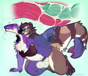all_fours anthro arm_tuft bite blue_blush blue_eyes blue_penis blush blush_lines bodily_fluids breath claws countershading cum cum_in_slit cum_inside cum_on_own_penis cum_on_penis cum_on_self curling_toes doggystyle drooling duo elbow_tuft entwined_tails eyes_closed feet finger_claws from_behind_position frottage_in_slit genital_fluids genitals gloves_(marking) heart_symbol internal internal_slit knee_tuft knotting leaning_on_hand leg_tuft male male/male markings narrowed_eyebrows neck_bite neck_grab nude penetration penile penile_penetration penis penis_in_slit purple_body saliva sex slit_knotting slit_penetration slit_play striped_markings striped_tail stripes tail tail_coil tail_markings toe_claws tuft white_body white_countershading alienpoosy feef_(fishtits) dinosaur felid mammal prehistoric_species reptile saber-toothed_tiger scalie hi_res