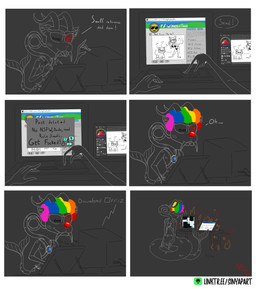 anthro astrological_symbol big_breasts bikini bikini_bottom bikini_top breasts capricorn_(symbol) clothing clown clown_nose comic_panel computer computer_monitor destruction dialogue drawing_tablet duo electronics female fire male solo swimwear symbol text two-piece_swimsuit virus western_zodiac_symbol sinyap mythology reddit tsukihime type-moon western_zodiac capricorn_(zodiac) neco-arc sinyap_(character) aquatic bovid caprine felid feline mammal mancubus mancubus_(doom) mythological_creature mythological_marine sea_goat 2025 absurd_res comic digital_media_(artwork) english_text hi_res superabsurd_res