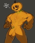 5_fingers abs areola balls biceps brown_sclera deltoids eyebrows fingers flaccid food foreskin front_view fruit genitals glans grey_background humanoid_genitalia humanoid_penis jack-o'-lantern leaf looking_at_viewer male male_humanoid muscular muscular_humanoid muscular_male navel nipples not_furry nude nude_humanoid nude_male open_mouth orange_areola orange_balls orange_glans orange_nipples orange_penis partial_speech_bubble partially_retracted_foreskin pecs penis plant pseudo_pubes pumpkin quads simple_background solo standing stem talking_to_viewer text urethra vein veiny_penis white_text yellow_eyes kogito elemental_creature elemental_humanoid flora_fauna food_creature food_humanoid fruit_humanoid humanoid living_fruit living_pumpkin plant_humanoid 2024 english_text hi_res