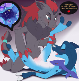 2_toes 3_claws 3_fingers anthro anthro_on_anthro anthro_penetrated anthro_penetrating anthro_penetrating_anthro arm_markings biped black_body black_fur black_hair black_inner_ear black_nose blue_body blue_eyes blue_markings blue_nose blue_scarf blue_spots blue_tail blue_teeth blush chest_tuft claws clitoris duo eyes_closed fangs feet female female_anthro female_penetrated finger_claws fingers foot_lick from_front_position fur genitals gradient_background grey_background grey_body grey_ears grey_fur grey_hair grey_inner_ear_fluff hair happy happy_sex holding_leg impregnation inner_ear_fluff interspecies interspecies_impregnation kneeling leg_markings licking licking_another licking_partner long_hair looking_at_another looking_at_partner looking_pleasured lying male male/female male_anthro male_penetrating male_penetrating_female markings mostly_nude multicolored_body multicolored_fur multicolored_hair multicolored_tail navel nude nude_anthro nude_female nude_male on_back open_mouth ovum penetration penile penile_penetration penis penis_in_vagina pink_clitoris pink_tongue raised_leg red_blush red_claws red_hair red_penis scarf scarf_only semi-anthro sex simple_background small_tail smile smiling_at_another smiling_at_partner snout spots spotted_arms spotted_body spotted_legs spotted_markings tail teeth text toe_claws toes tongue tongue_out tuft two_tone_tail vaginal vaginal_penetration vulva white_body white_tail meraence fertile_lands nintendo pokemon pokemon_mystery_dungeon spike_chunsoft astera fan_character amphibian canid canine frogadier generation_5_pokemon generation_6_pokemon mammal pokemon_(species) zoroark 2023 digital_drawing_(artwork) digital_media_(artwork) english_text hi_res