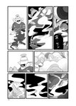 ambiguous_gender belly_mouth bodily_fluids comic duo dusknoir felid feline feral generation_4_pokemon ghost greyscale japanese_text luxray mammal monochrome nintendo open_mouth plushie pokemon pokemon_(species) spirit sweat text transformation translated winte