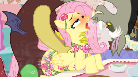 balls blush detailed_background duo female feral from_behind_position genitals heart_eyes heart_symbol inside male male/female on_model open_mouth penetration penile penile_penetration penis pupils quadruped sex smile tail thick_thighs tongue tongue_out wings yellow_body canaryprimary friendship_is_magic hasbro my_little_pony discord_(mlp) fluttershy_(mlp) chimera draconequus equid equine horse mammal pony 16:9 hi_res widescreen