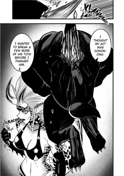 ambiguous_gender anthro bikini bikini_top bodily_fluids breasts cleavage clothed clothing collar dialogue evolved_raptora fancomic female group horn impaled_by_tail mad_underdog_cerberus monster_girl_(genre) multi_head oil oil_stain sharp_teeth sweat sweatdrop swimwear teeth text thong trio two-piece_swimsuit underdog_men underwear saizuart european_mythology greek_mythology mythology one-punch_man one_(manga) raptora animal_humanoid canid canid_demon canine canis cerberus demon dobermann domestic_dog hellhound humanoid lizard_humanoid mammal monster mythological_canine mythological_creature pinscher reptile reptile_humanoid robot_anthro scalie scalie_humanoid comic english_text hi_res