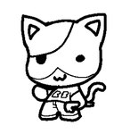 :3 ambiguous_gender anthro big_head black_line_art bottomwear chibi closed_smile clothed clothing featureless_hands fully_clothed holding_crowbar mouth_closed pants shirt simple_background smile solo standing tail text text_on_clothing text_on_shirt text_on_topwear three-quarter_view topwear white_background ilovevibri ruby_quest tom_(rq) domestic_cat felid feline felis mammal 2024 black_and_white digital_media_(artwork) full-length_portrait monochrome portrait male_(lore)