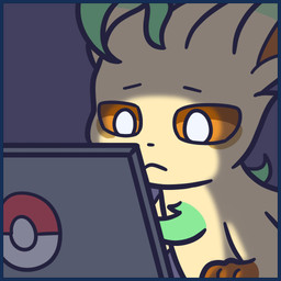 3_fingers ambiguous_gender border brown_body brown_eyes brown_fur brown_inner_ear brown_paws computer electronics eyebrows feral fingers fur green_body green_fur grey_background laptop paws pokeball pupils simple_background solo tan_body tan_fur transparent_border white_pupils endwl nintendo pokemon eeveelution generation_4_pokemon leafeon pokemon_(species) 1:1 2023 alpha_channel digital_drawing_(artwork) digital_media_(artwork) icon reaction_image shaded soft_shading unavailable_at_source