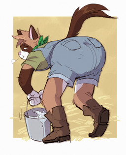 ageplay air_puff ambiguous_gender anthro bent_over boots brown_body brown_fur bucket butt butt_focus clothed clothing container diaper diaper_under_clothing feces footwear fur green_clothing green_scarf green_shirt green_topwear holding_bucket holding_container holding_object infantilism inner_ear_fluff looking_back overalls pooping rear_view roleplay scarf shirt shoes smile soiled_diaper soiling soiling_diaper solo tail topwear tuft unclean_diaper used_diaper using_diaper wearing_diaper slusheep mammal procyonid raccoon 2024 hi_res