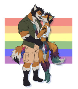 age_difference anthro anthro_on_anthro armpit_hair athletic athletic_anthro athletic_male barefoot beard bisexual_pride_colors body_hair bottomwear butt clothed clothing collared_shirt crop_top denim denim_bottomwear denim_clothing denim_shorts dipstick_tail duo eyebrow_piercing eyebrows eyes_closed facial_hair facial_piercing feet french_kissing fur hair handkerchief hotpants intimate jewelry kerchief kissing lgbt_pride male male/male markings mature_anthro mature_male muscular muscular_anthro muscular_male necklace open_clothing open_shirt open_topwear piercing plantigrade pride_colors rainbow_pride_colors shadow shirt shorts simple_background size_difference standing tail tail_markings tattoo tiptoes topwear torn_clothing torn_topwear transgender_pride_colors tuft white_background huskyralvar lgbt_pride_month frisky_(foxjxck) makani_(foxjxck) canid canine fox mammal 2026 hi_res father_(lore) father_and_child_(lore) father_and_son_(lore) incest_(lore) parent_(lore) parent_and_child_(lore) parent_and_son_(lore) son_(lore)