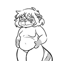 2_fingers anthro arms_bent bangs bodily_fluids breasts closed_frown crying featureless_breasts featureless_crotch female female_anthro fingers frown fur grey_markings grey_stripes hair holding_own_belly markings medium_hair mouth_closed multicolored_body multicolored_fur navel nude nude_anthro nude_female sad sagging_breasts simple_background slightly_chubby slightly_chubby_anthro small_breasts solo standing striped_markings striped_tail stripes tail tail_markings tears tears_of_sadness thick_thighs thin_eyebrows two_tone_body two_tone_fur two_tone_tail whisker_spots white_background white_hair white_nose white_tail ractoons raquel_(ractoons) mammal procyonid raccoon 1:1 2025 absurd_res digital_drawing_(artwork) digital_media_(artwork) greyscale hi_res monochrome portrait spanish_description three-quarter_portrait
