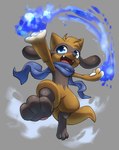 anthro biped brown_body brown_fur fur male open_mouth open_smile smile solo tail haychel nintendo pokemon generation_4_pokemon pokemon_(species) riolu 2023 absurd_res hi_res