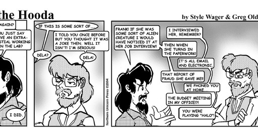 beard clothed clothed_male clothing computer dialogue duo electronics eyewear facial_hair glasses hair human_only male mustache not_furry text style_wager dela_the_hooda frank_dunn ross_(dela_the_hooda) human mammal 2004 comic english_text greyscale monochrome