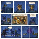 1:1 2022 anthro clothed clothing comic crossbow detailed_background dialogue dungeons_and_dragons english_text group hasbro hi_res kobold male mask purple_body purple_clothing purple_robe purple_skin ranged_weapon red_body red_skin robe saintmonstre scalie speech_bubble text weapon wizards_of_the_coast yellow_body yellow_skin