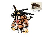 anthro claws fur horn humor male orange_body orange_fur solo striped_body striped_fur stripes yellow_eyes liliana86973943 bandai_namco digimon dream_tiger_(govy9807) digimon_(species) gabumon hi_res