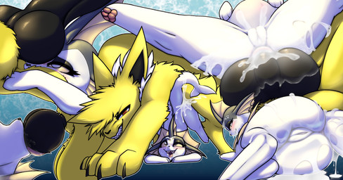 after_sex ahegao anal anal_penetration animal_genitalia animal_penis anus ball_suck big_penis black_penis bodily_fluids butt canine_genitalia canine_penis claws cum cum_covered cum_in_ass cum_inside cum_on_butt cum_on_face cum_on_ground cum_on_tail cum_splatter doggystyle duo ejaculation feet fellatio female female_feral female_on_feral female_penetrated feral feral_on_feral feral_penetrated feral_penetrating feral_penetrating_feral fin from_behind_position front_view fur genital_fluids genitals grin head_fin hindpaw huge_penis intraspecies knot knotted_penis larger_feral larger_male looking_at_another looking_at_partner looking_back looking_back_at_another looking_back_at_partner looking_back_at_self looking_pleasured lying male male/female male_feral male_on_feral male_penetrating male_penetrating_female messy multicolored_body multicolored_fur multiple_angles multiple_positions neck_fin on_side open_mouth oral oral_penetration paws penetration penile penile_penetration penis penis_in_ass penis_in_mouth quadruped rear_view sex sharp_teeth side_view size_difference smaller_female smaller_feral smaller_penetrated smile sucking tail teeth tongue_showing two_tone_body two_tone_fur unknown_year vulva white_body white_fur yellow_body yellow_fur kavek_(artist) nintendo pokemon jolvek_(kavek) sock_the_cumporeon eeveelution generation_1_pokemon jolteon pokemon_(species) vaporeon absurd_res digital_drawing_(artwork) digital_media_(artwork) hi_res shaded soft_shading