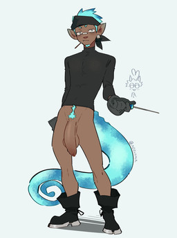 balls big_balls big_penis blue_hair bottomless bottomless_humanoid clothed clothing ear_piercing flaccid footwear foreskin front_view genitals gloves hair handwear humanoid_genitalia humanoid_penis lizard_tail long_foreskin looking_at_viewer male partially_clothed penis piercing pointy_ears pubes reptile_tail screwdriver shoes short_hair solo standing tail tan_body tools unretracted_foreskin nerunaur arknights hypergryph studio_montagne ethan_(arknights) animal_humanoid humanoid lizard_humanoid reptile reptile_humanoid scalie scalie_humanoid full-length_portrait hi_res portrait
