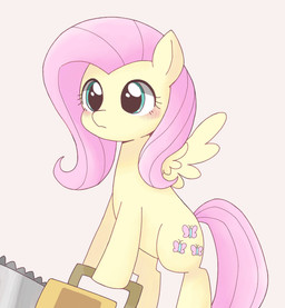 blue_eyes blush chainsaw cutie_mark feathered_wings feathers female feral front_view hair holding_object long_hair pink_hair power_tool quadruped simple_background solo tools white_background wings yellow_body yellow_feathers yellow_wings ginmaruxx friendship_is_magic hasbro my_little_pony mythology fluttershy_(mlp) equid equine mammal mythological_creature mythological_equine pegasus 2020 hi_res