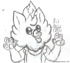 4_fingers ambiguous_gender anthro anthrofied fingers looking_up open_mouth pawpads snout tongue tongue_out coelhoposa_(artist) nintendo pokemon generation_10_pokemon pokemon_(species) pombon 2026 dated english_description guide_lines hi_res sketch traditional_media_(artwork)