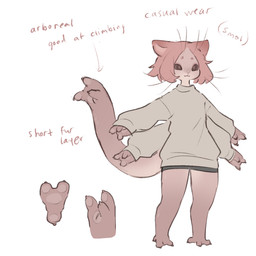 3_fingers 3_toes 4_arms anthro black_eyes bottomwear circle_eyebrows clothing eyebrows feet female fingers fur hair multi_arm multi_limb pink_body pink_fur pink_hair prehensile_tail short_hair shorts smile solo spandex spandex_shorts spats sweater tail tail_hand tan_clothing text tight_bottomwear tight_clothing tight_shorts toes topwear unusual_anatomy unusual_tail tateoftot alien 1:1 english_text hi_res