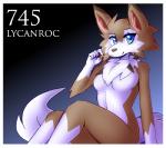 anthro anthrofied biped blue_eyes border breasts brown_body brown_fur cheek_tuft chest_tuft countershading facial_tuft featureless_breasts female fur navel nude pokemorph simple_background sitting solo tuft white_body white_border white_fur inget nintendo pokemon canid generation_7_pokemon lycanroc mammal midday_lycanroc pokemon_(species) digital_media_(artwork) hi_res