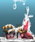 anthro ball_lick balls big_balls big_penis blonde_hair bodily_fluids brown_body brown_fur butt cum cum_everywhere cum_on_back cum_on_balls duo ejaculation excessive_cum excessive_genital_fluids fur furniture genital_fluids genitals green_eyes hair huge_balls huge_penis hyper hyper_balls hyper_genitalia hyper_penis leaking_cum licking lying male male/male markings messy nude on_back oral penile penis penis_lick penis_size_difference pink_eyes red_hair restrained restraints sex small_penis striped_markings striped_tail stripes table tail tail_markings tongue yellow_body yellow_fur ngusommm chips_savacha kirione domestic_ferret hybrid mammal mustelid musteline procyonid raccoon stoat true_musteline weasel absurd_res hi_res