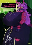 2_horns 5_fingers ahoge anthro big_breasts black_fingernails black_nails blush blush_lines bodily_fluids bottomwear breasts bulge cleavage cleavage_overflow clothed clothing colored_nails cross cross_ear_piercing cross_ear_ring cross_piercing cum cum_in_clothing cum_through_clothing cum_through_pants curvy_figure dialogue ejaculation emanata erection erection_under_clothing erection_under_pants eye_roll eyebrow_through_hair eyebrows fingernails fingers fishnet_clothing fishnet_shirt fishnet_topwear flash_emanata genital_fluids gynomorph hair hands-free horn huge_breasts intersex nails open_mouth pants piercing profanity purple_hair shirt solo speech_bubble spontaneous_ejaculation sweat sweatdrop sweaty_arms sweaty_cleavage text thick_thighs topwear torn_bottomwear torn_clothing torn_pants translucent translucent_hair voluptuous voluptuous_anthro voluptuous_gynomorph wavy_horn wet wet_clothing yellow_sclera chromapan nintendo pokemon arthropod generation_5_pokemon pokemon_(species) scolipede 2025 hi_res