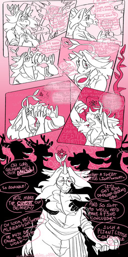 alcohol anthro antlers aroused beverage blush bodily_fluids bottom_heavy breasts bulge cleavage clothed clothing container cup dripping eyewear femboy genital_fluids glasses goblet group hair horn leaking_precum looking_pleasured male male_cleavage mind_alteration mind_control moob_grab moobs praise precum precum_drip round_glasses silhouette slightly_chubby slightly_chubby_male text thick_thighs wide_hips wine moonshinemitch mythology lascaux_(moonshinemitch) deer equid equine fairy mammal mythological_creature mythological_equine unicorn absurd_res comic english_text hi_res