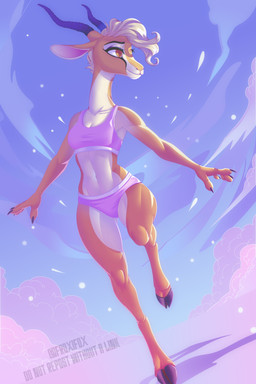 anthro bottomwear bra breasts clothing female hooves horn medium_breasts pants running slim solo tight_clothing underwear conditional_dnp froxifox disney zootopia gazelle_(zootopia) antelope bovid gazelle mammal 2:3 absurd_res hi_res