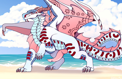 beach erection feral genitals male penis sea solo water walgon mythology wings_of_fire aquatic aquatic_dragon dragon hybrid_(wof) mythological_creature mythological_scalie scalie seawing_(wof) hi_res